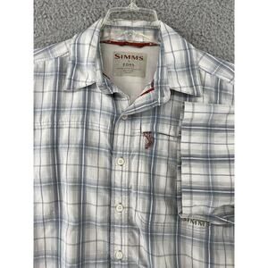 SIMMS Shirt Mens Small Fishing‎ Vented Short Sleeve Button Up Plaid READ